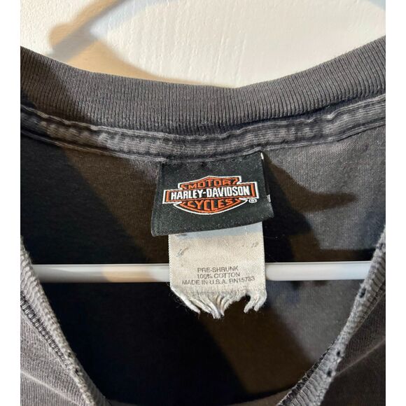 Vintage Harley-Davidson Chicago IL Tee Black USA Made Distressed Paint Marks L - Picture 2 of 5